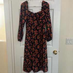 Missguided Red Rose Long Sleeve Dress Size 6